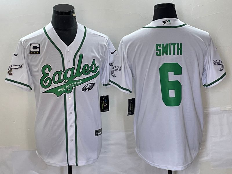 Men Philadelphia Eagles #6 Smith White Co Branding Game NFL Jersey style 8->philadelphia eagles->NFL Jersey